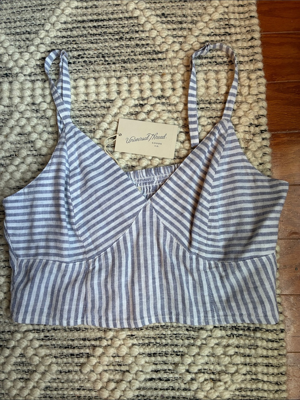 Universal Thread Gray & White Striped Crop Top